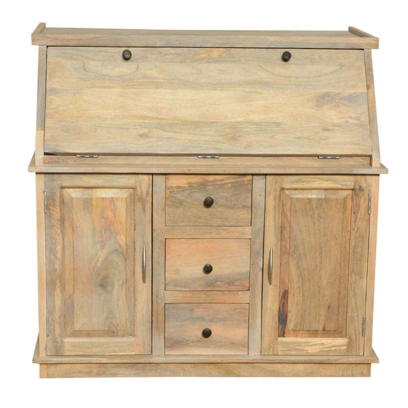 Utah Solid Wood Drop Front Secretary Desk With Hutch  Size Image
