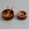 Picture of Malacca Solid Teak Wood Set of 4 Bowls with Spoon & Fork