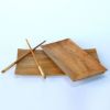Picture of Hida Solid Teak Wood Rectangular Serving Plates with Chopsticks