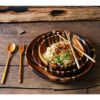 Picture of Selangor Teak Wood Serving Plates with Chopsticks, Fork and Spoon