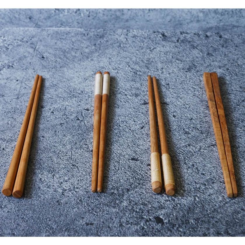 Picture of Olite Solid Teak Wood 4 Pairs of Long Chopsticks