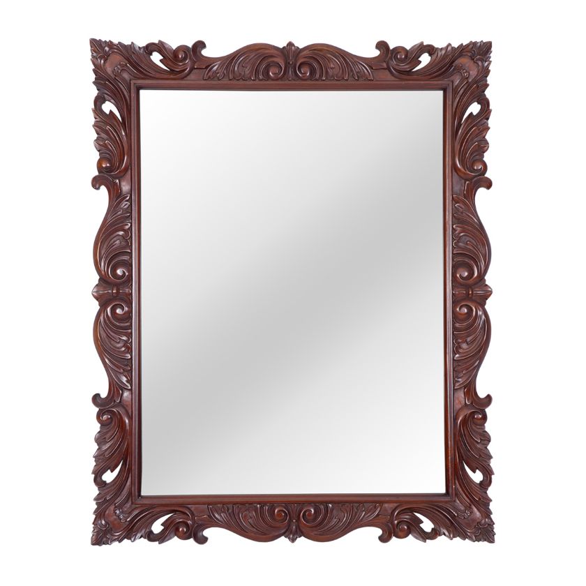 Picture of Bodfish French Tea Brown Rustic Solid Wood Hand Carved Mirror Frame
