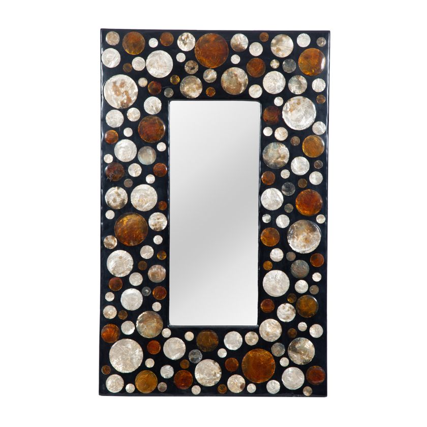 Picture of Bolinas Contemporary Solid Wood Rectangle Wall Mosaic Mirror Frame