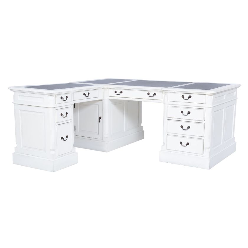 Picture of Hollister Solid Wood White L Shaped Home Office Desk