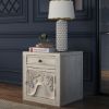 Picture of Pittsburg Solid Wood White One Drawer Nightstand with Cabinet