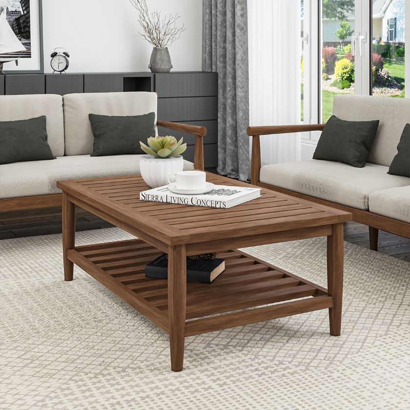 Picture of Boudry Rustic Modern Teak Wood Rectangle Coffee Table