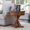 Picture of Floreo Rustic Solid Wood Round End Table With Drawer