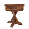 Picture of Floreo Rustic Solid Wood Round End Table With Drawer