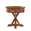 Picture of Floreo Rustic Solid Wood Round End Table With Drawer