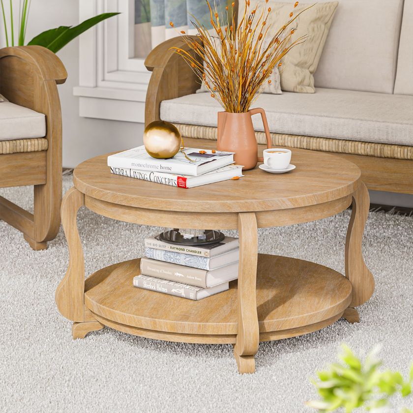 Picture of Fortaleza Rustic Teak Wood Round Coffee Table