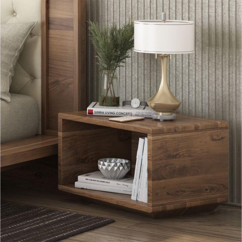 Picture of Montague Modern Rustic Solid Acacia Wood Cube Nightstand