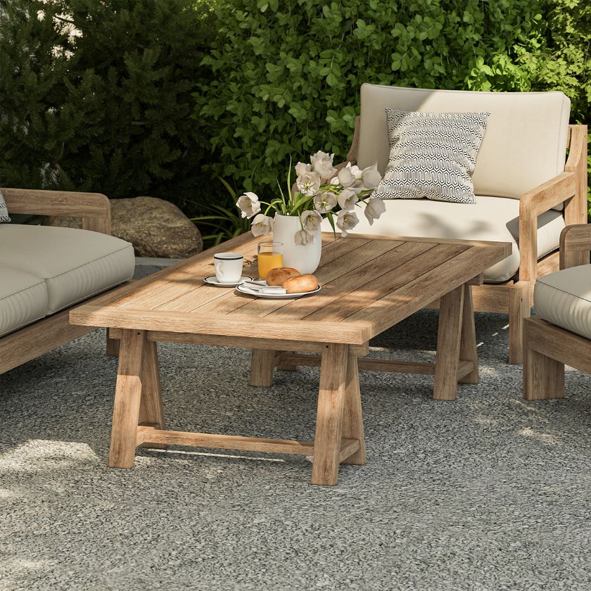 Picture of Plumpton Rustic Teak Wood Outdoor Coffee Table