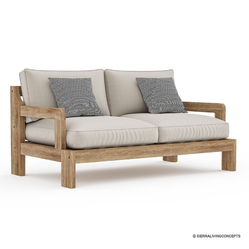 Picture of Plumpton Rustic Teak Wood Outdoor 2 Seater Sofa