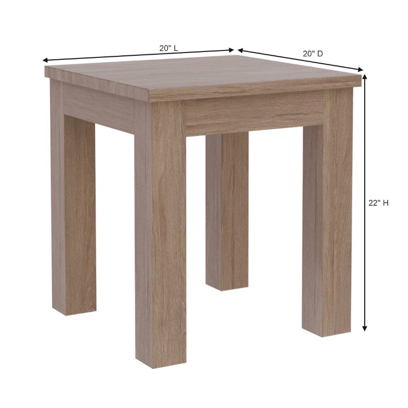 Santorini Modern Rustic Solid Teak Wood Outdoor Square End Table Dimension Image