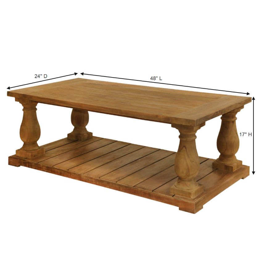 Westmorland Teak Patio Coffee Table Dimension Image