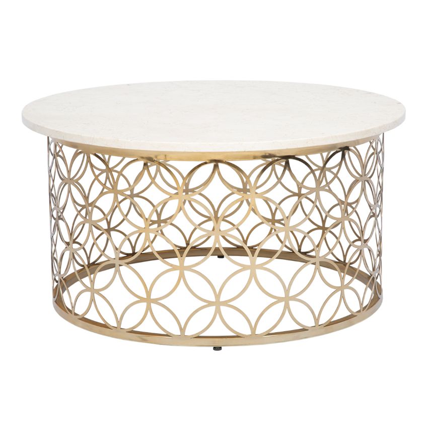 Picture of Wheatland Modern Marble Top White and Gold Coffee Table