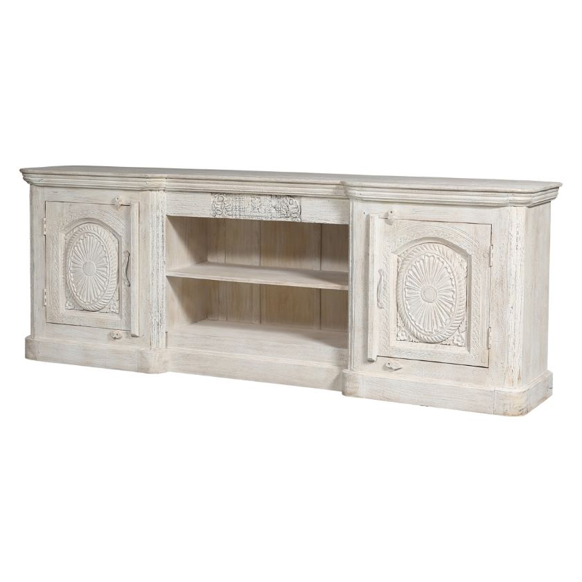 Picture of Kingsburg Antique French Rustic Whitewashed 2 Door Media Console