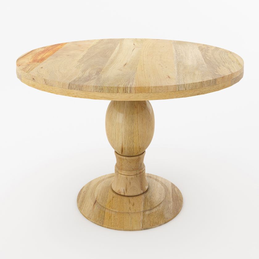Picture of Maitland Farmhouse Mango Wood Pedestal Small Round Dining Table