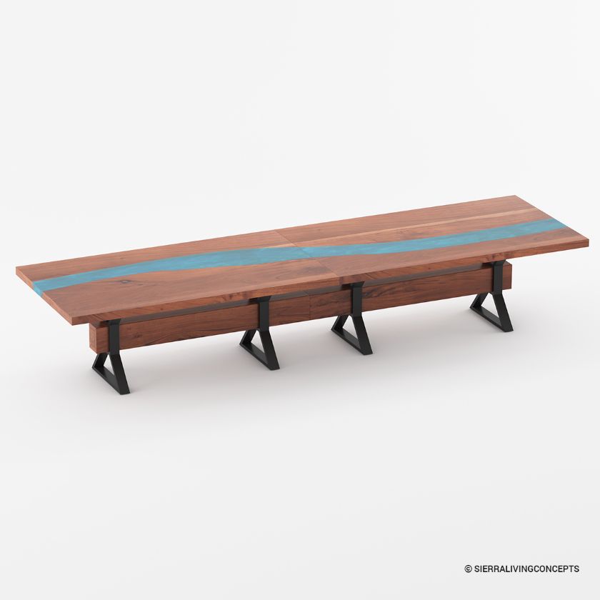 Vail Solid Wood Epoxy Resin Conference Room Table Size Image