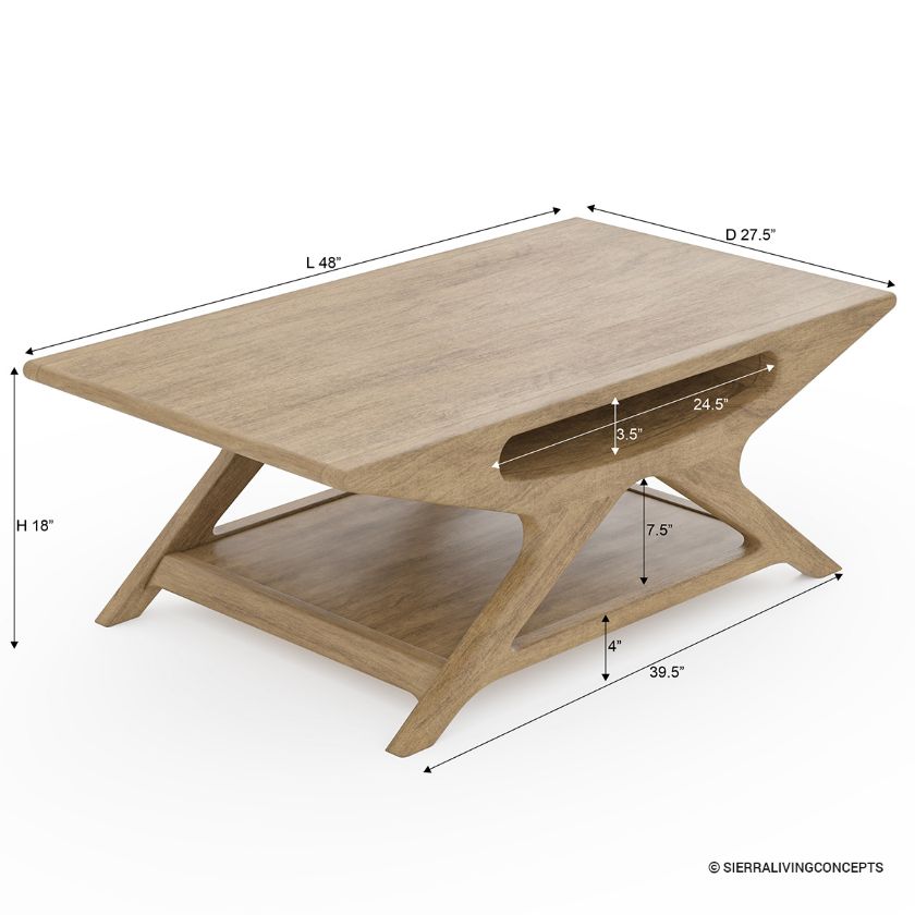 Jonesboro Modern 2 Tier Coffee Table Rectangle Dimension Image