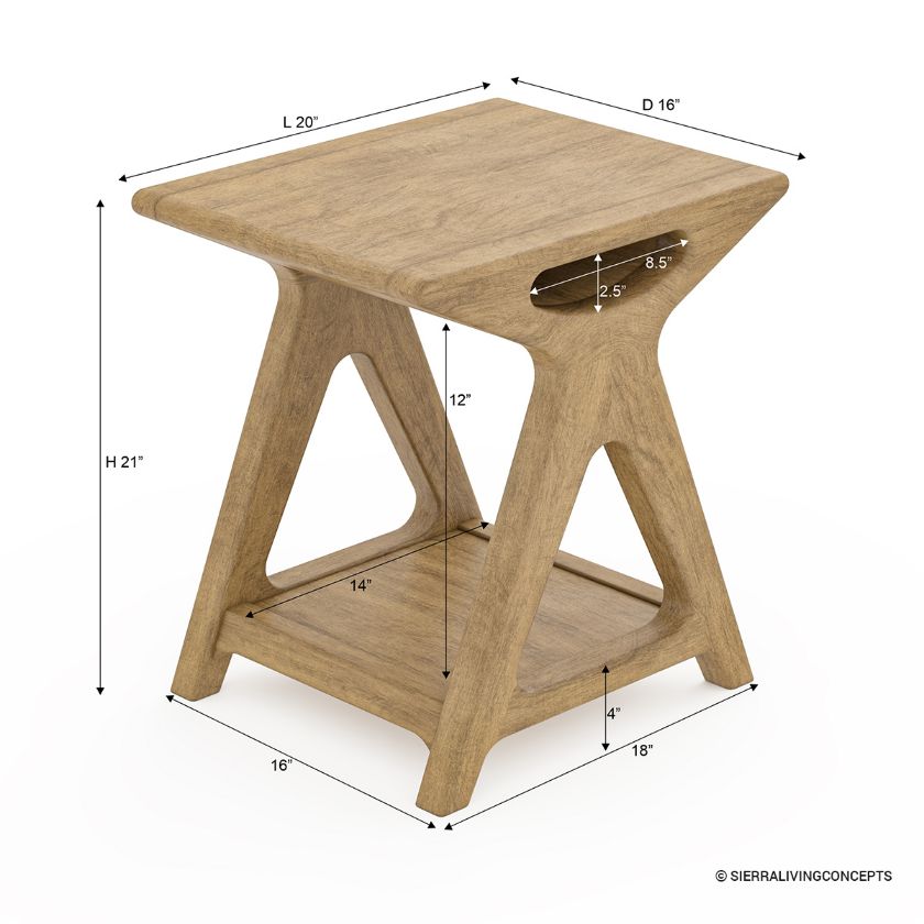 Jonesboro Scandinavian Square Side Table Dimension Image