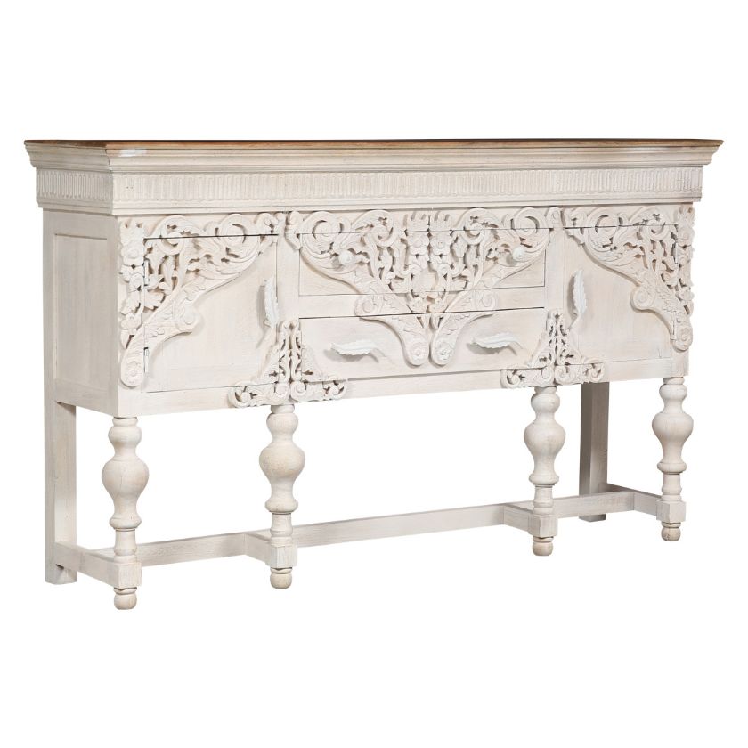 Picture of Ione French Antique Hand Painted White Rustic 2 Drawer Console Table