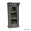 Picture of Camarillo Vintage Arched Hand Carved Rustic 3 Tier Charcoal Bookcase
