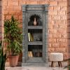Picture of Camarillo Vintage Arched Hand Carved Rustic 3 Tier Charcoal Bookcase