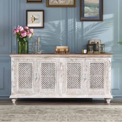 Picture of Shasta Antique Distressed Solid Wood Two Tone Long Sideboard Cabinet
