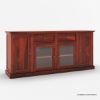 Picture of Clanton Rustic Solid Wood Glass Door 2 Drawer Long Buffet Cabinet