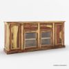 Picture of Clanton Rustic Solid Wood Glass Door 2 Drawer Long Buffet Cabinet
