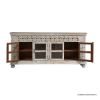 Picture of Guadalupe Traditional Distressed Grey Ornate 4 Display Door Sideboard