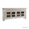 Picture of Guadalupe Traditional Distressed Grey Ornate 4 Display Door Sideboard