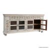 Picture of Guadalupe Traditional Distressed Grey Ornate 4 Display Door Sideboard