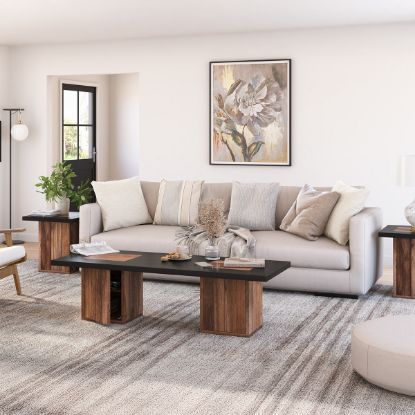 Picture of Pomona 2 Tone Rectangle Black Coffee Table End Table Set