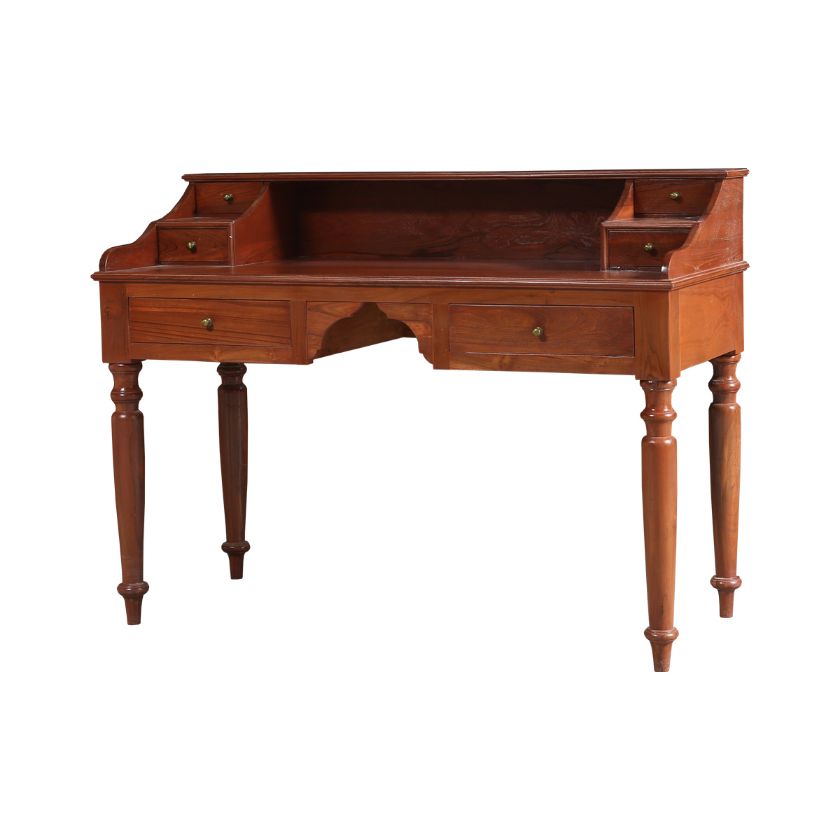 Picture of Georgetown Antique Maple Rustic 6 Drawer Writing Desk with Small Hutch