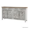 Picture of Inyo Antique Large Hand Carved 4 Drawer Two Tone Long Sideboard