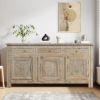 Picture of Mendocino Distressed Hand Carved Mid Century Sideboard with 3 Drawers