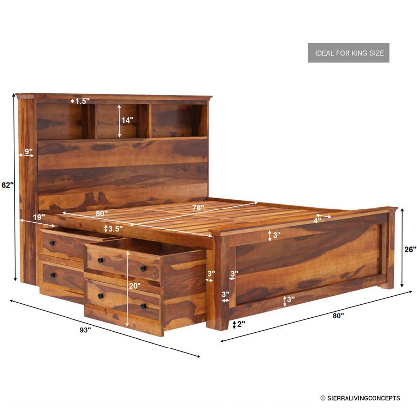 Picture of Mission Modern Solid Wood 6 Piece Storage Bedroom Set