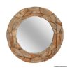 Picture of Trinidad Rustic Natural Wood Round Mirror