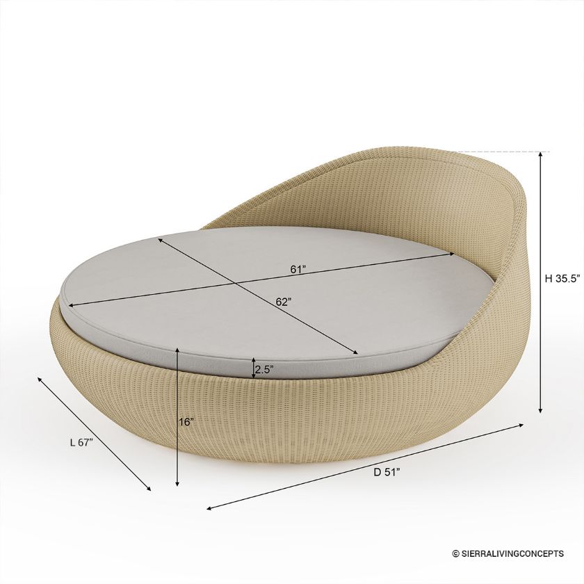 Danbury Wicker Round Outdoor Daybed Dimension Image