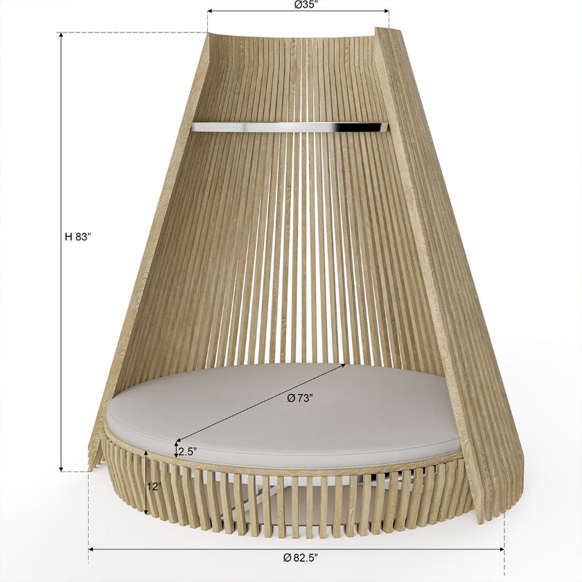 Loveland Hut Teak Outdoor Daybed Dimension Image