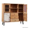 Picture of Torrance Rustic Solid Wood Mid Century Modern Display Cabinet