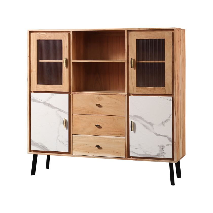 Picture of Torrance Rustic Solid Wood Mid Century Modern Display Cabinet
