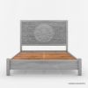 Picture of Oxford Mahogany Wood Platform Bed With Hand Carved Headboard
