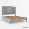 Picture of Oxford Mahogany Wood Platform Bed With Hand Carved Headboard