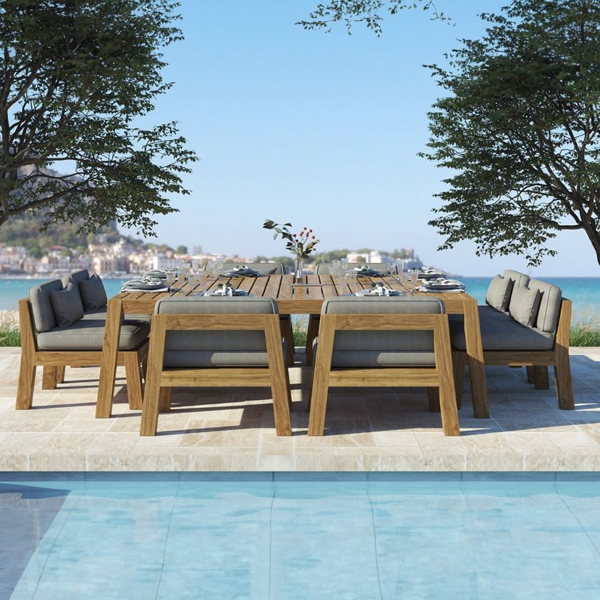Picture of Prague Square Solid Teak Wood Outdoor Dining Table  Set for 8