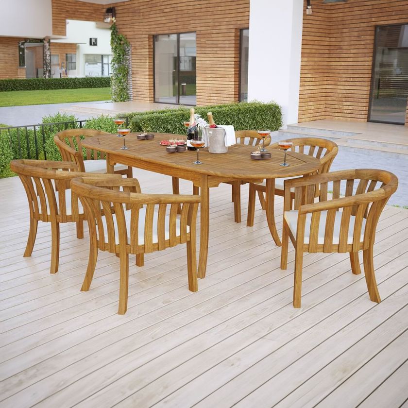 Picture of Picklescott Teak Wood Extendable Outdoor Dining Set for 6