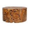 Picture of Guilford Antique Outdoor Round Teak Slice Coffee Table