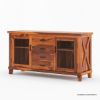 Picture of Antwerp Solid Wood 4 Drawer Large Sideboard Cabinet with Glass Door